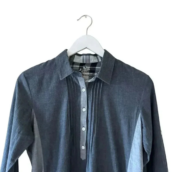 Kuhl Kiley Vintage Indigo Sail Blue Chambray Denim Tie Waist Dress SZ S #1848 - Picture 8 of 16